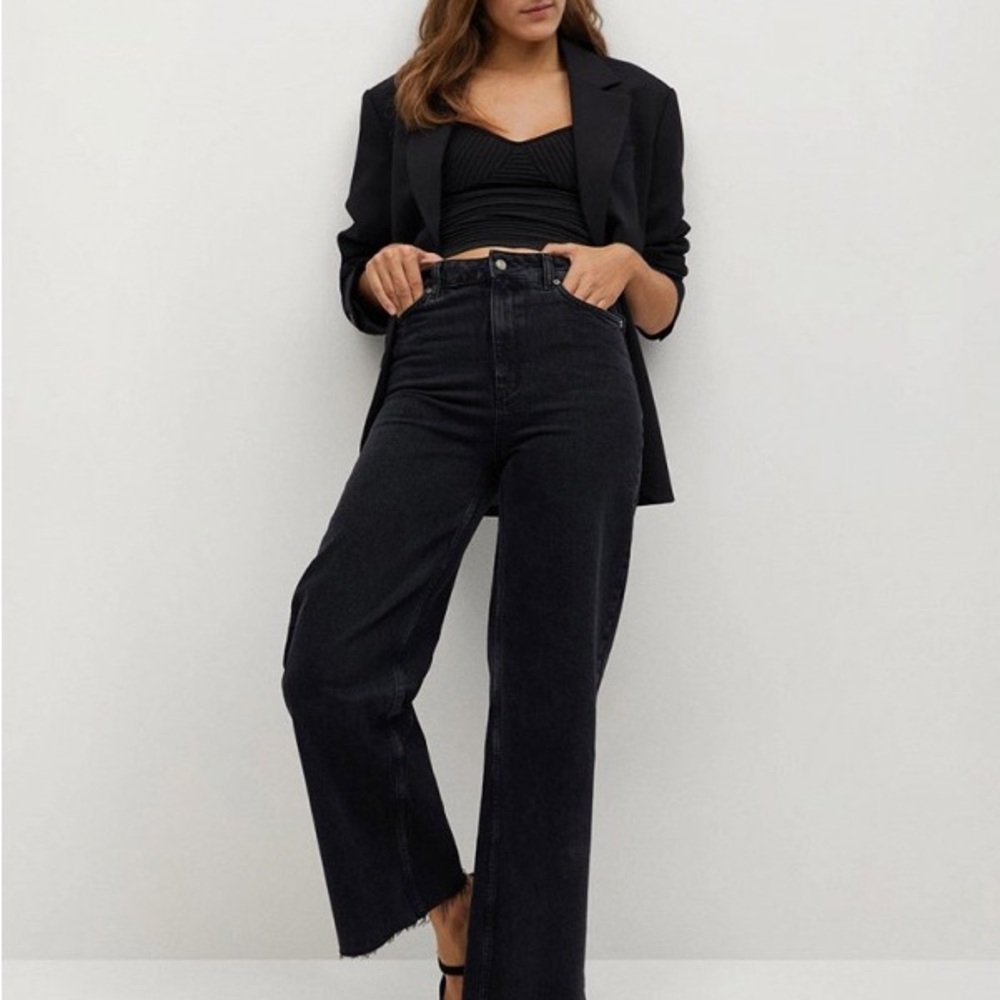 Black Raw Hem Kick flare Jeans
